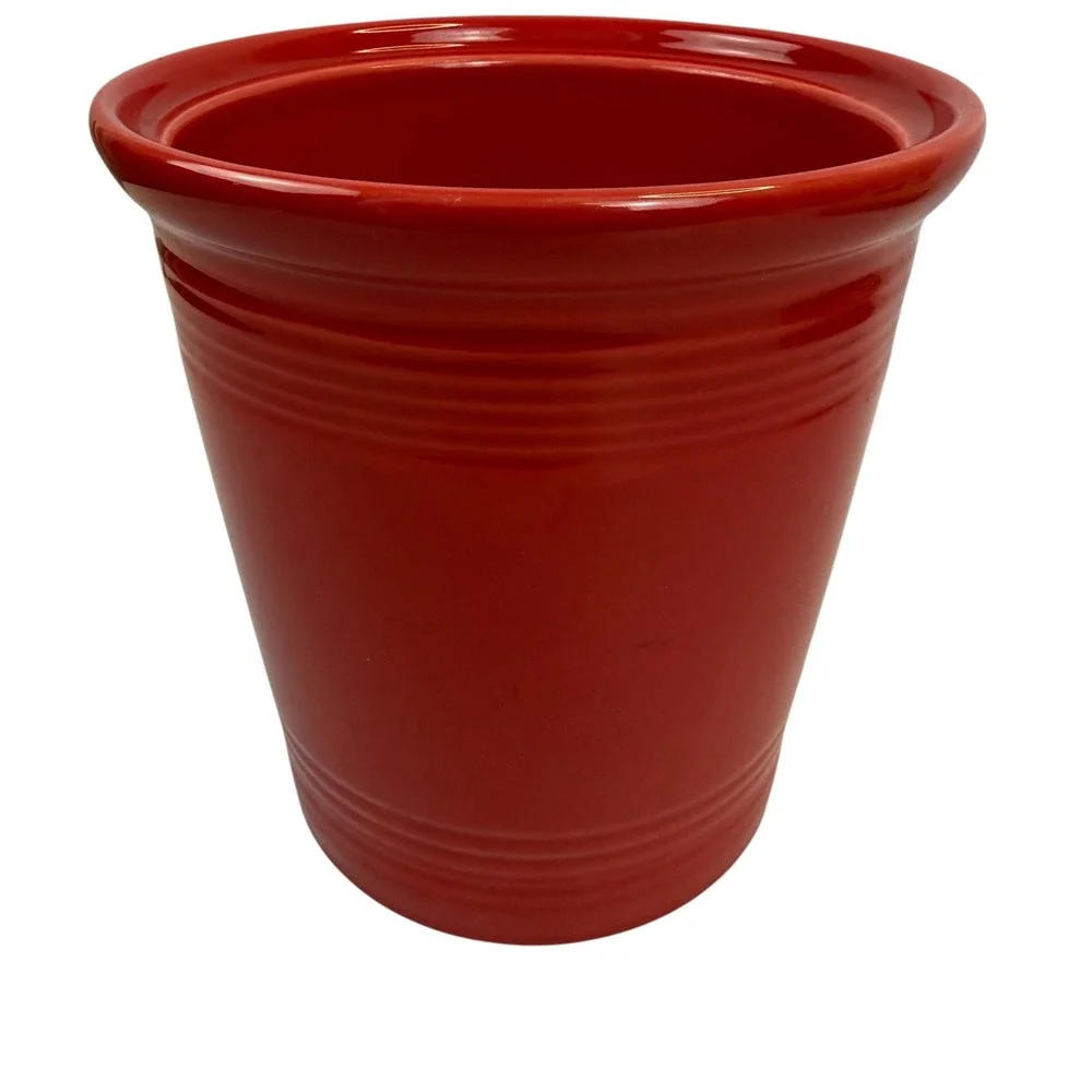 Fiesta Crock/Canister Utensil Holder 6.75in Scarlet Red Ceramic NO LID USA